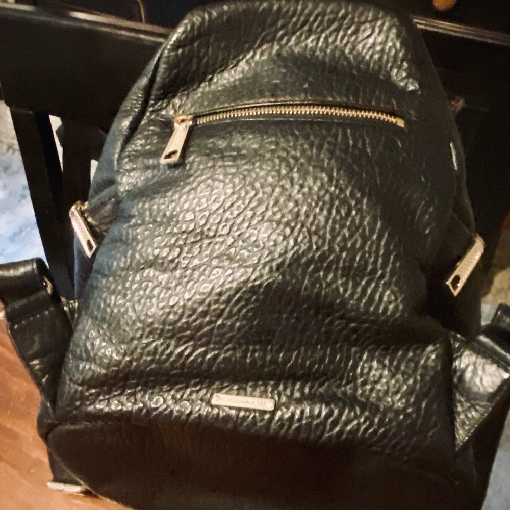 Rebecca Minkoff Black Pebbled Leather Backpack